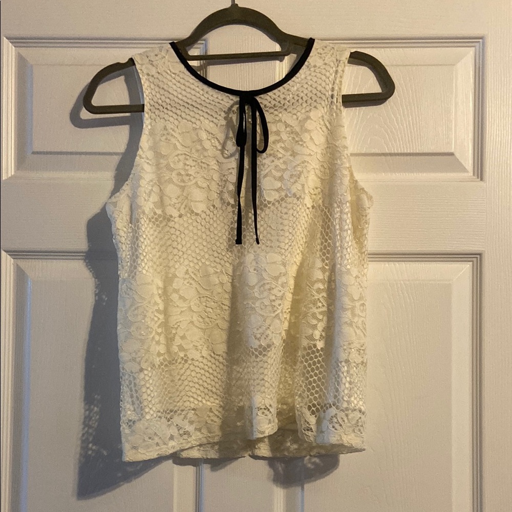 Worthington Lace Sleeveless Blouse - Cream